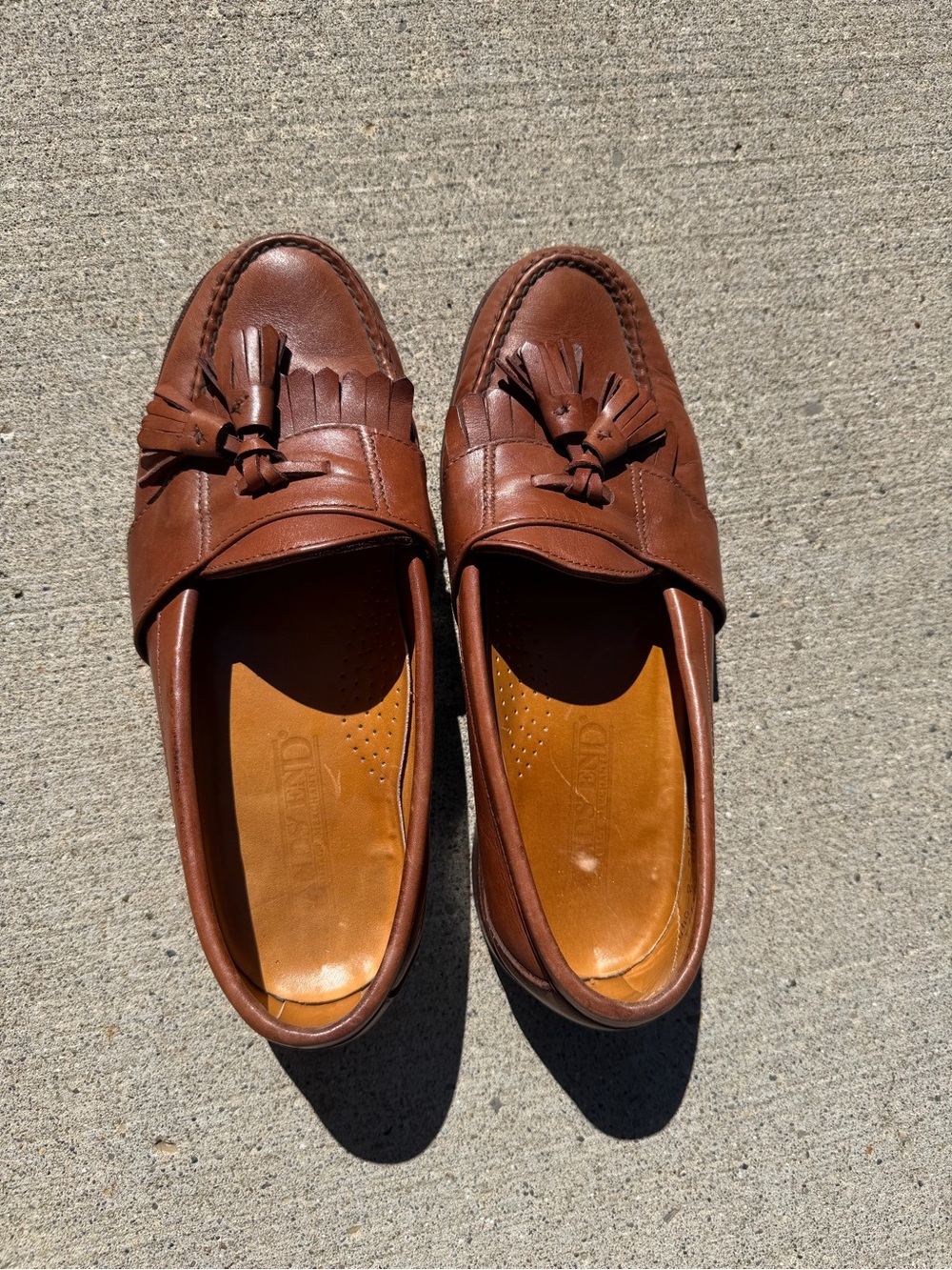 Lands' End Women's Brown Leather Tassel Loafers